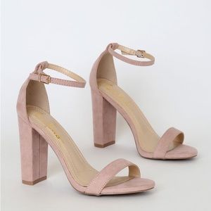 Lulu's Taylor Blush Suede Ankle Strap Heels Size 5.5